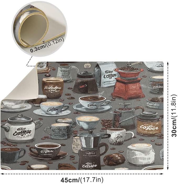 Coffee Mat Coffee Bar Station Maker Machine Pot Table Spill Mat Leather - Image 3
