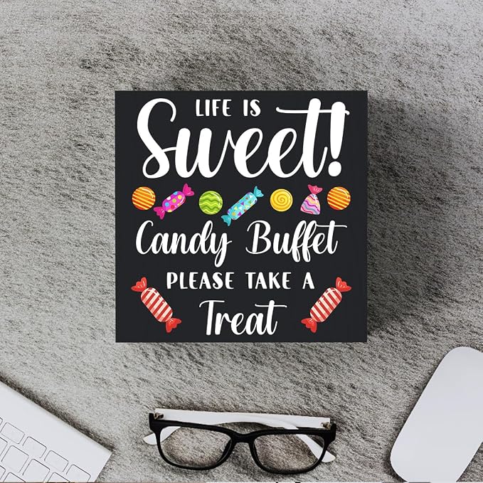 Funny Christmas Candy Buffet Wooden Box Sign Plaque Life is Sweet Candy Buffet - Image 4