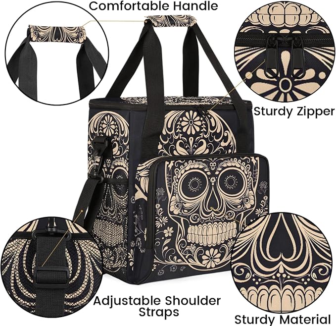 Halloween Sugar Skull Coffee Maker Carring Bag, Large Insulated Storage - Image 6