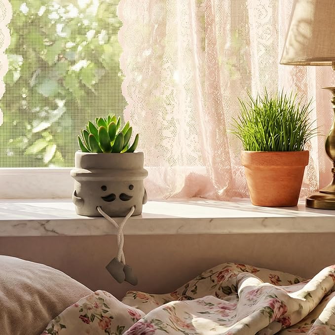 Cute Artificial Succulent Plant in Cement Pot - Image 5