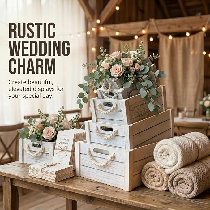 Set of 5 Rustic Nested Wooden Crates - Image 9