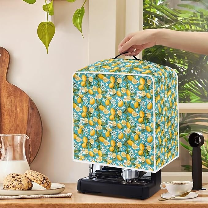 Lemon Print Coffee Maker Dust Cover Theme Appliance - Image 4