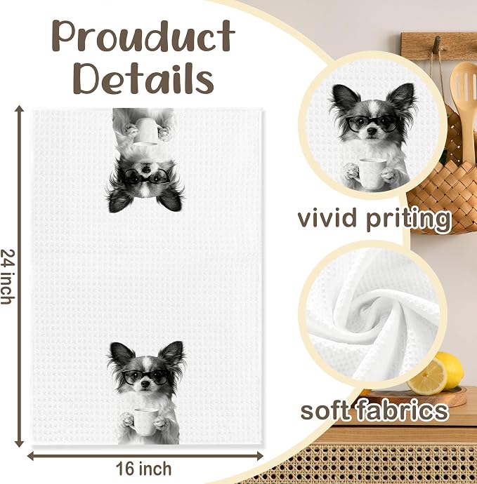 Funny Papillon Kitchen Towels, Dog Kitchen Accessories, Dog Chef Gifts - Image 6