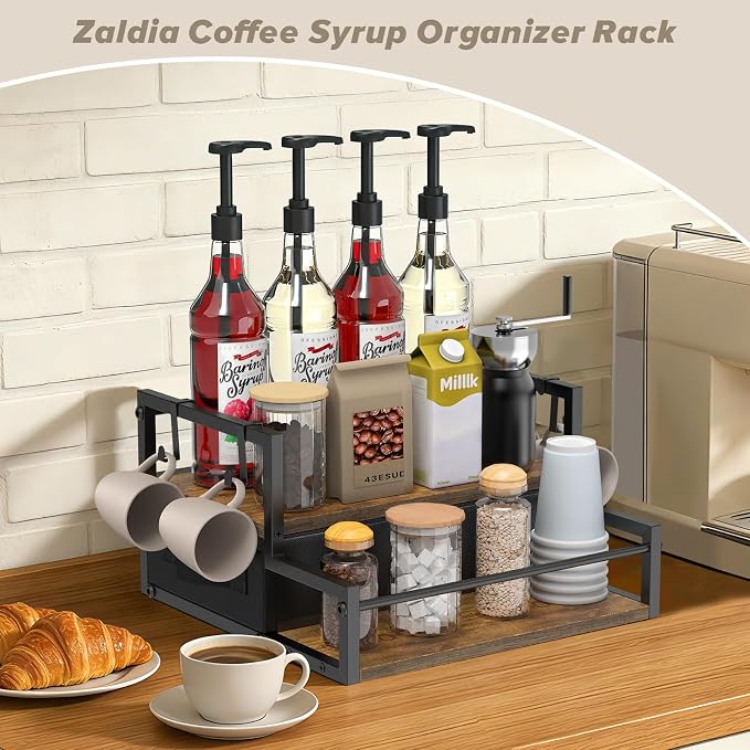 Coffee Syrup Organizer for Countertop, 2-Tier Coffee Bar Organizer - Image 6
