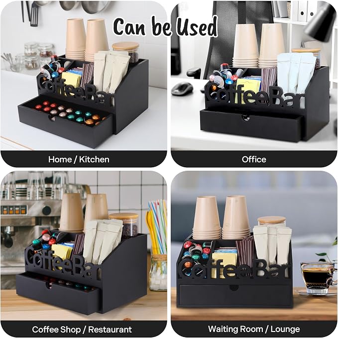 Coffee Bar Organizer Countertop, Wooden Coffee Station - Image 8