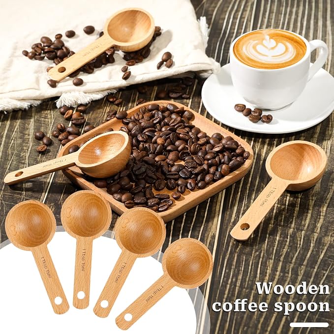 4 Pack Wooden Scoops for Canisters, 15ml Small Coffee Scoop in Beech Wood - Image 6