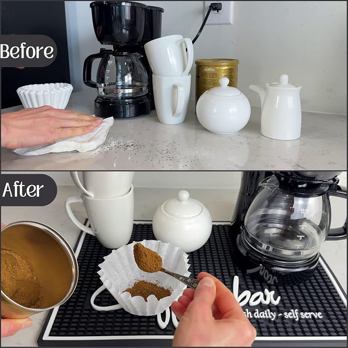 Brewed Fresh Daily Silicone Coffee Bar Mat 18x12 in, Self Serve Coffee Station - Image 4
