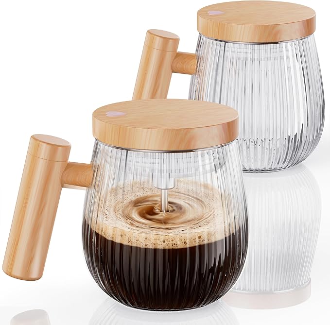 Mihoho Electric Self Stirring Coffee Mug 2Pcs Set, 400ml Mixing Mug, High Speed by Mihoho