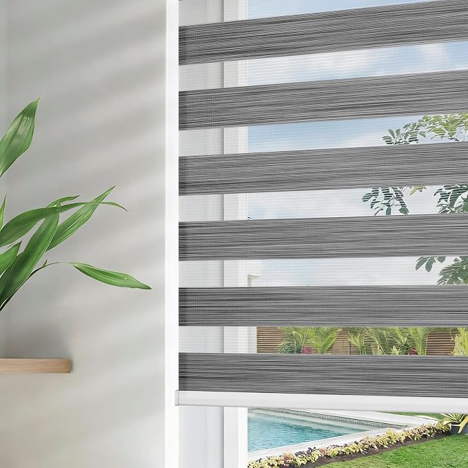 Joydeco Cordless Zebra Blinds for Windows, Free-Stop Zebra Shades Privacy Light by JOYDECO