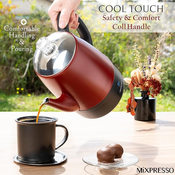 Mixpresso Red Small Electric Percolator Coffee Pot 4 Cup Stainless Steel - Image 8