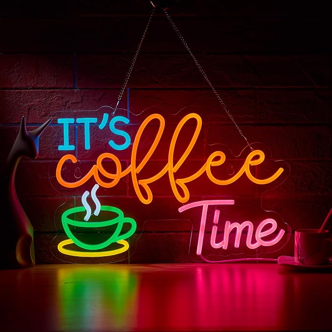 It's Coffee Time Neon Sign for Wall Décor Dimmable Coffee Station Farmhouse Bar by Unknown