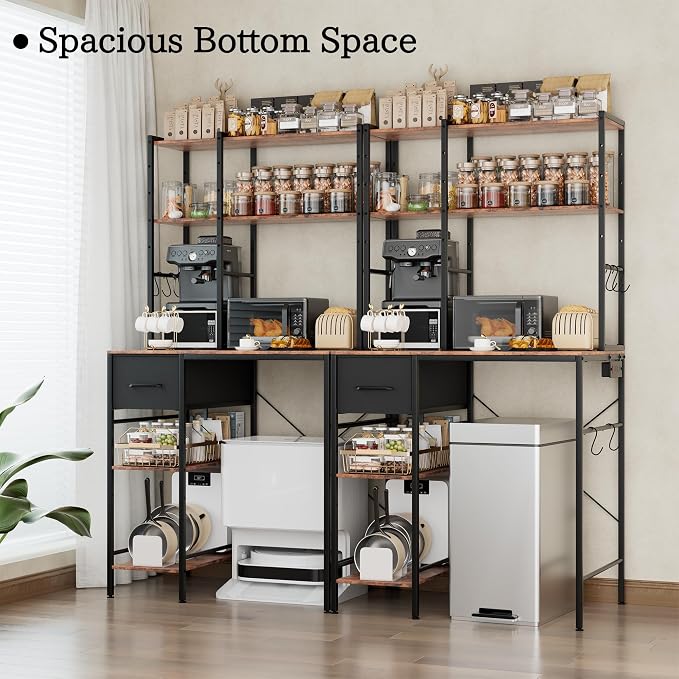 Kitchen Mini Fridge Stand with Storage, Microwave Oven Stand Table with Power - Image 4