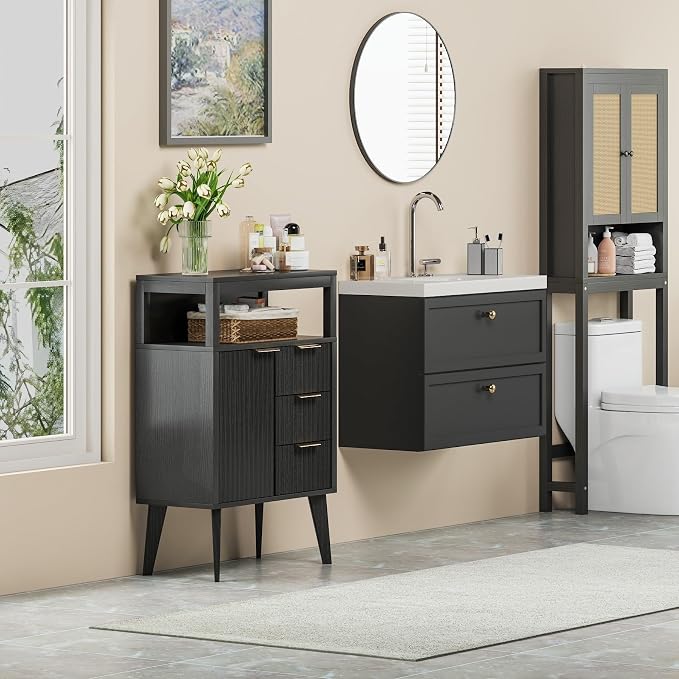 Black Bathroom Floor Cabinet - Image 7
