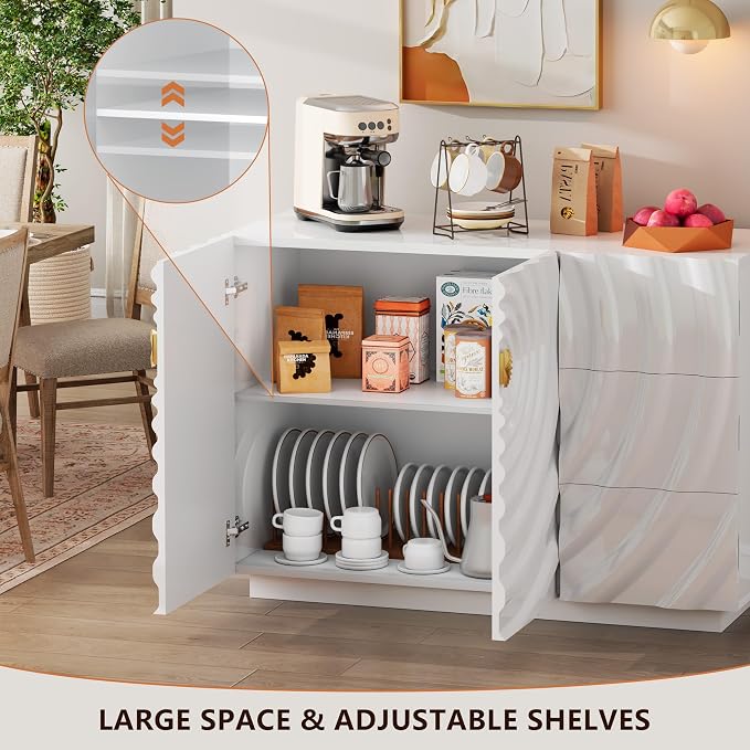 LVSOMT 47.2" Sideboard Buffet Cabinet, Modern Buff Storage Cabinet - Image 7