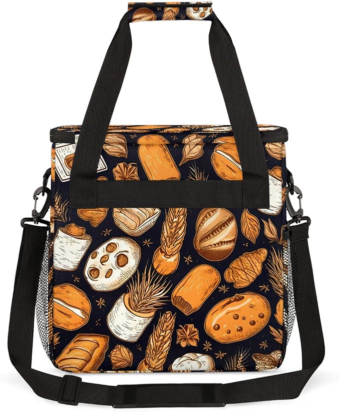 Bread Pattern Coffee Maker Carring Bag, Large Insulated Storage Organizer Case - Image 5