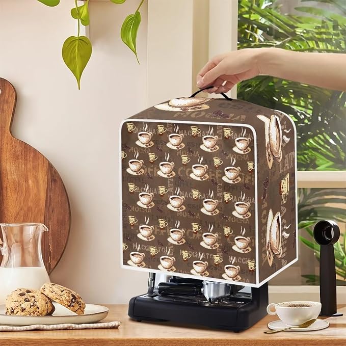 Coffee Cup Print Coffee Maker Dust Cover Small Kitchen Appliance Cover - Image 4