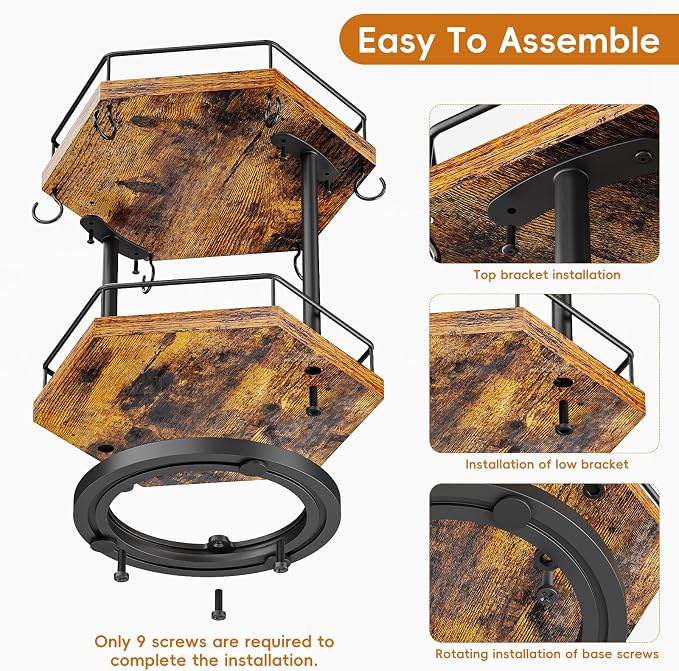 KLM 2 Tier Coffee Bar Organizer Countertop Station Shelf - Image 6