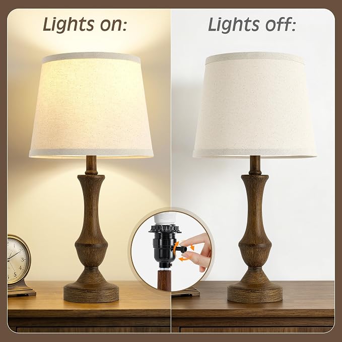 Luvkczc Table Lamp Set of 2, Vintage Nightstand Lamps - Image 3