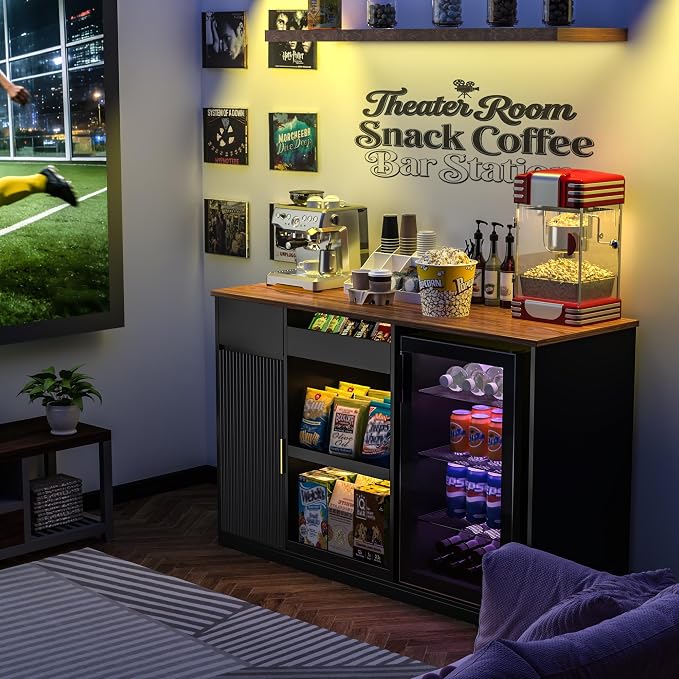 GDLF Snack Bar Cabinet with Fridge Space, Snack Organizer with Storage and - Image 3