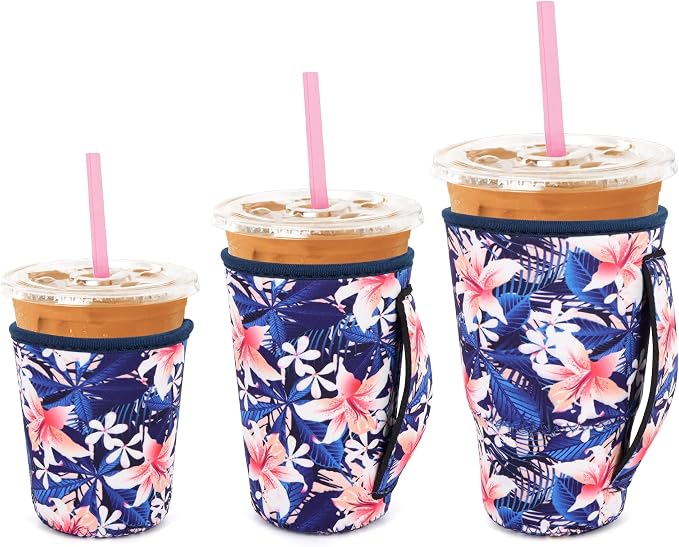 3 Pack Iced Coffee sleeve Insulated Neoprene Cup Sleeves by Snowso