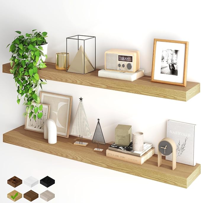 Fun Memories Floating Shelves for Wall, 48Inch Floating Shelves Set of 2 by FunMemories