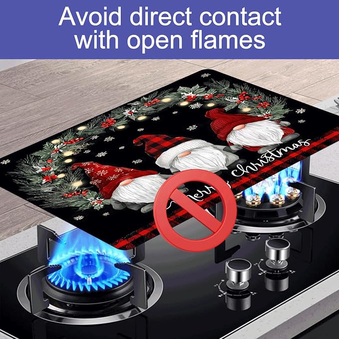 Christmas Gnome Stove Top Cover 28.3 x 20.5 Inches, Heat Resistant Glass Stove - Image 6