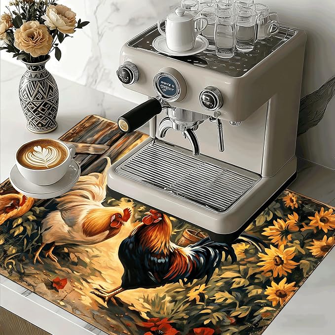 Farmhouse Rooster Stove Top Cover 28.3 x 20.5 Inches, Heat Resistant Glass - Image 2