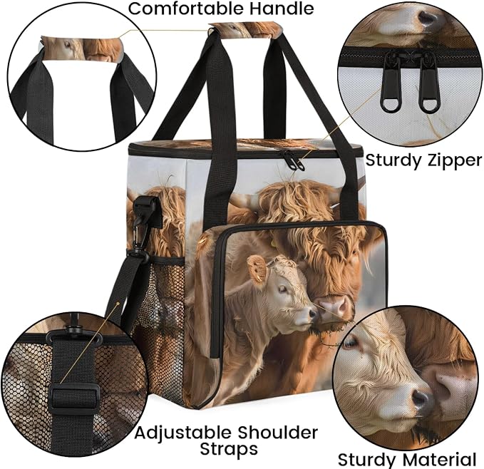 Farmhouse Highland Cow Coffee Maker Carring Bag, Large Insulated Storage - Image 6