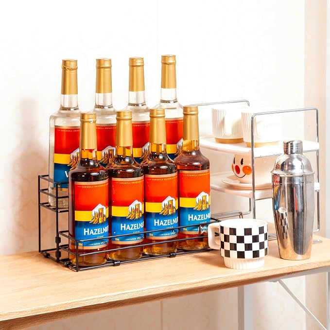 8 Bottles Coffee Syrup Rack Organizer, Coffee Syrup Stand Holder, 2 Tier Coffee - Image 2