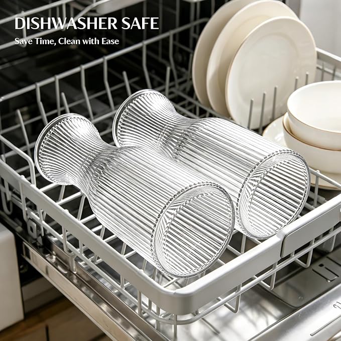 INSETLAN 1 Liter Ribbed Glass Carafe - Image 9