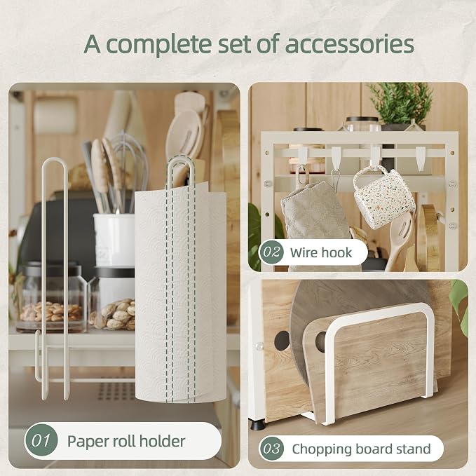 NETEL Expandable Microwave Stand, 3 Tier Metal Kitchen Countertop Organizer - Image 6