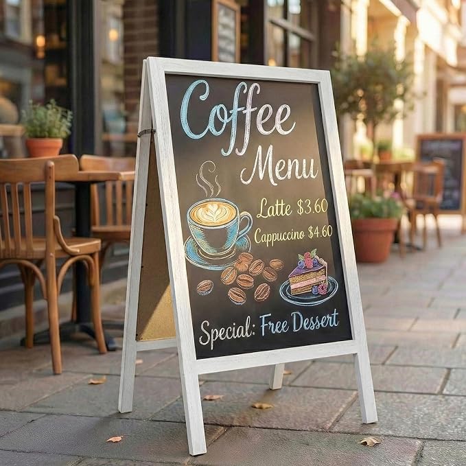 TEAKMAMA Extra Large Wooden 40x22 Chalkboard, Double-Sided Sidewalk A Frame - Image 6