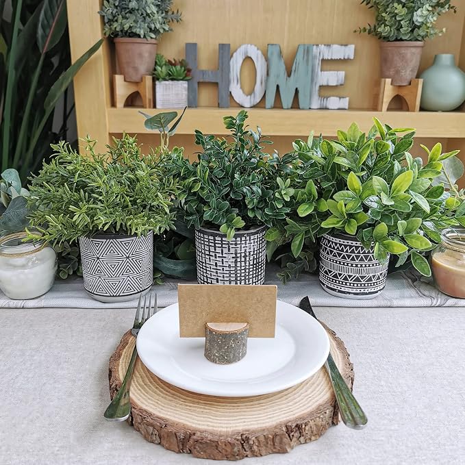 Winlyn Set of 3 Small Potted Plants Artificial Eucalyptus Rosemary Boxwood - Image 3