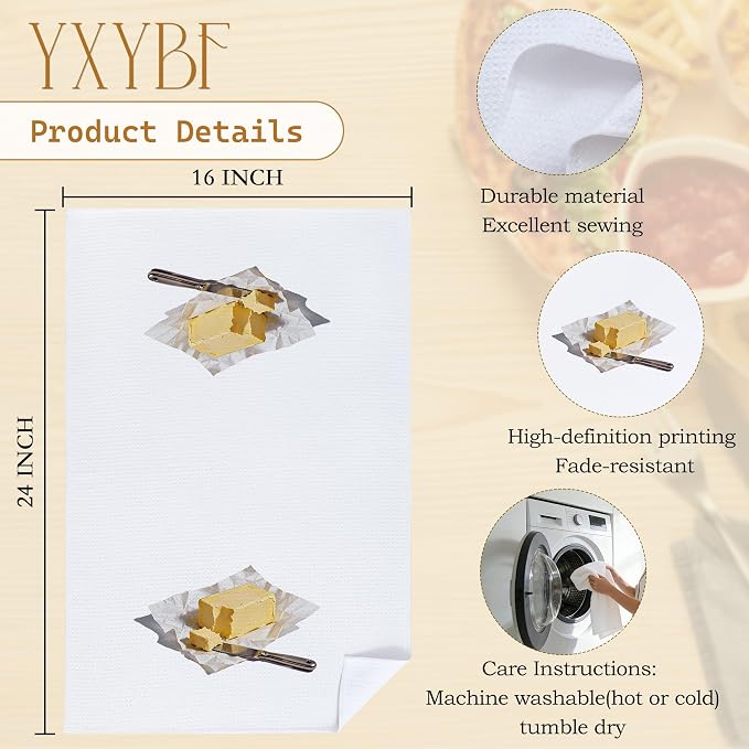 Butter Gifts Kitchen Towels, Butter Decor Hand Towels - Image 7