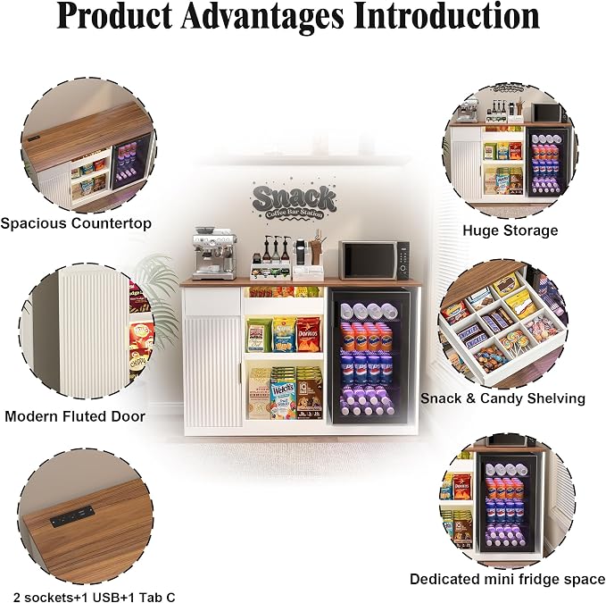 GDLF Snack Bar Cabinet with Fridge Space, Dining Room or Family Room - Image 7