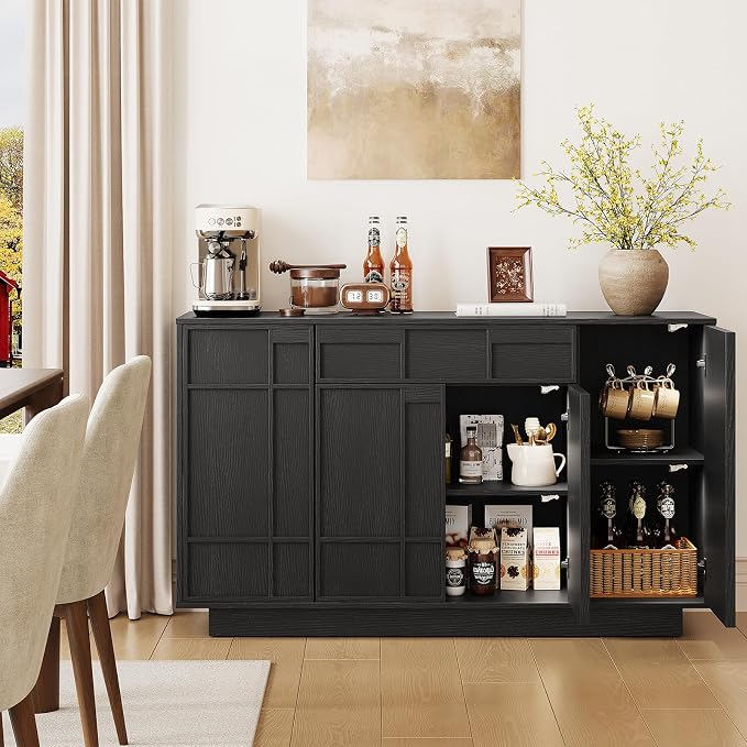 55" Buffet Cabinet with Storage Drawer, Sideboard Buffet Cabinet with Built-in - Image 7
