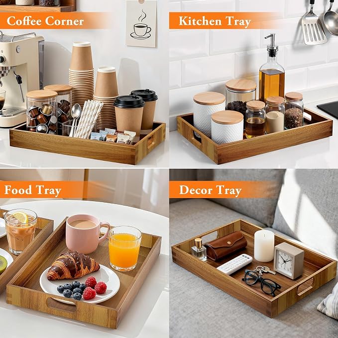 Serving Trays - 2 Pack, Acacia Wood Serving Platters - Image 6
