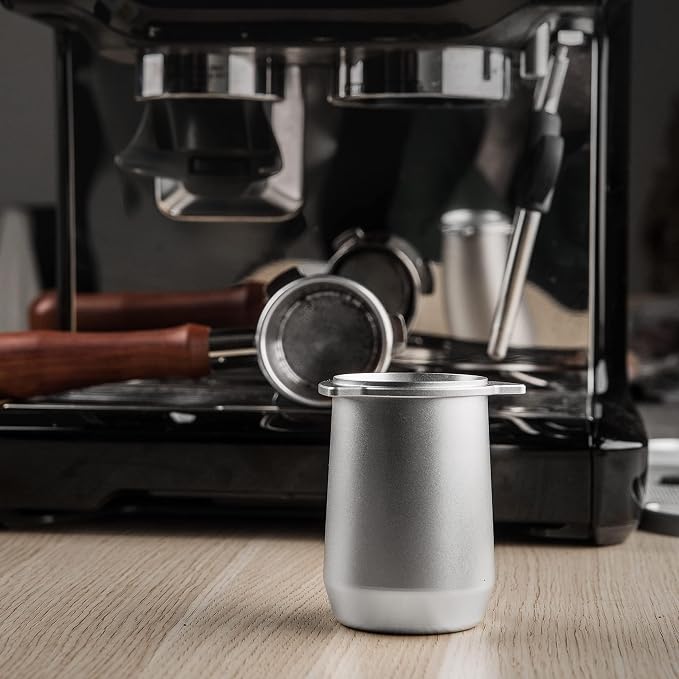 54mm Espresso Dosing Cup for Portafilter, Matte Silver Grounds Cup - Image 7