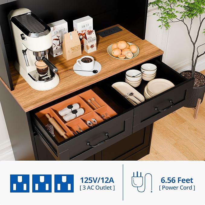 Cozy Castle Pantry Cabinet, Farmhouse Kitchen Hutch Cabinet - Image 3
