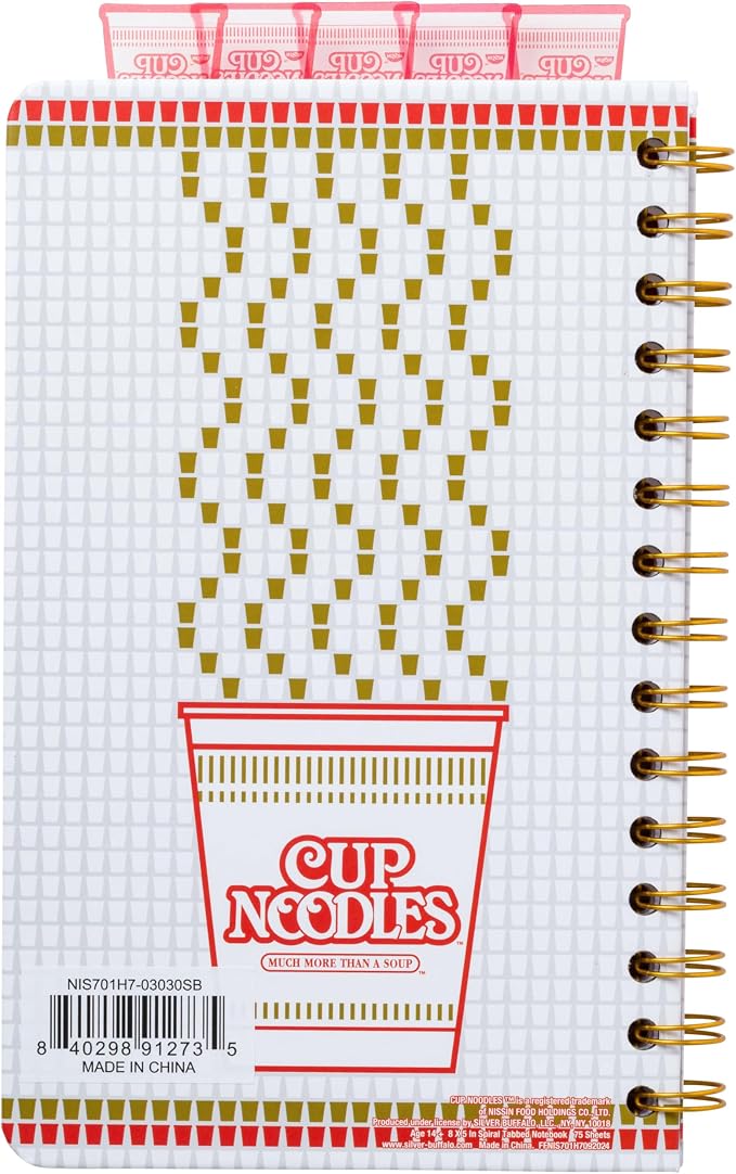 Silver Buffalo Nissin Cup of Noodles Spiral Tabbed Notebook, 8” x 5” - Image 2