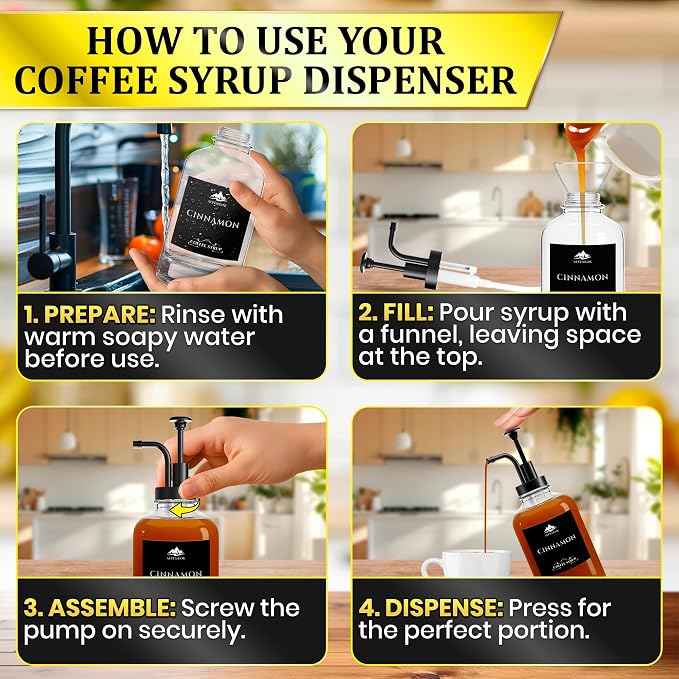 Set of 4 Glass Coffee Syrup Dispenser - Image 5