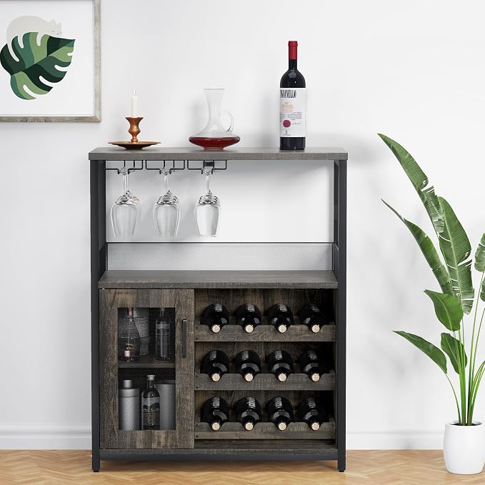 IDEALHOUSE 3-Tier Wine Bar Cabinet by IDEALHOUSE