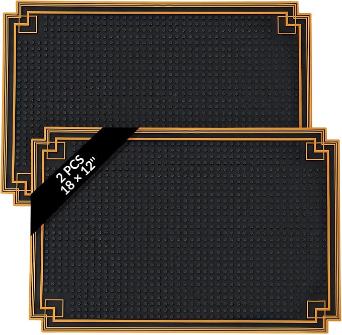Drydiet 2 Pcs 18 x 12 Inch Bar Mat Non Slip Rubber Mat by Drydiet