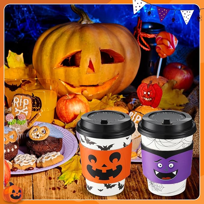 Umigy 100 Pack Halloween Disposable Coffee Cups 12 oz Paper Coffeeware - Image 5
