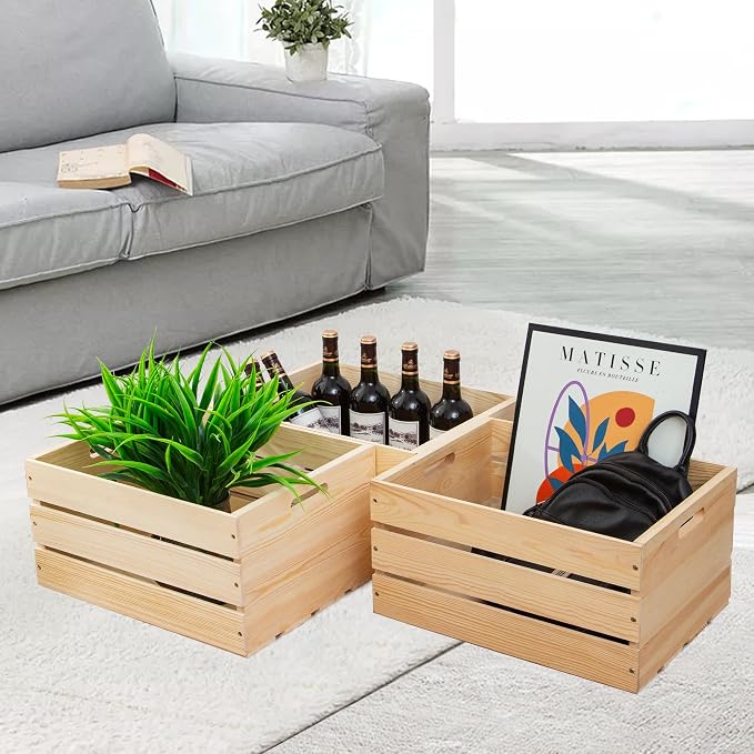 3 Pieces Large Pine Wood Crates - Image 6