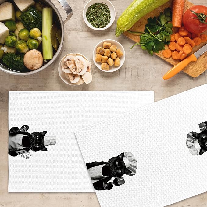 Funny Cat Kitchen Towels Set of 2, Funny Kitchen Decor, Wine Bar Decor - Image 5