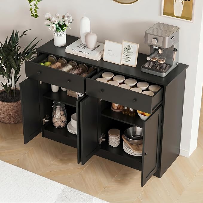 holzart 49" Black Buffet Cabinet - Image 6