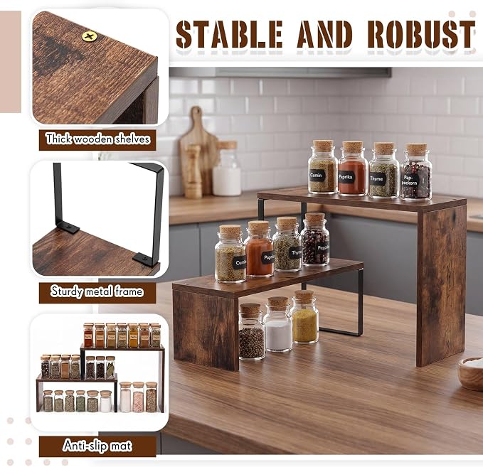 Nuanchu 2 Pack 2-Tier Kitchen Countertop Organizer, Spice Rack Cabinet - Image 5