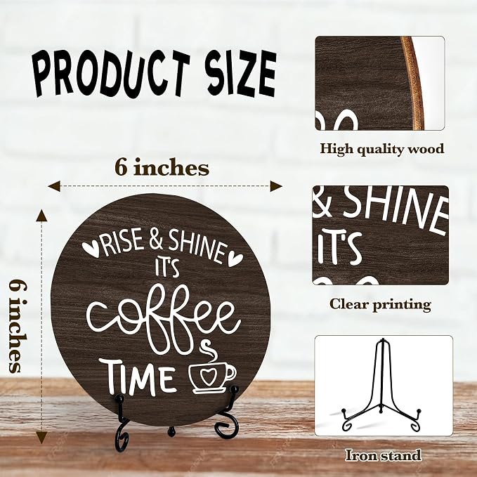 Coffee Desk Decor Sign, Farmhouse Wood Plaque, It Is Coffee Time Wood Sign - Image 2