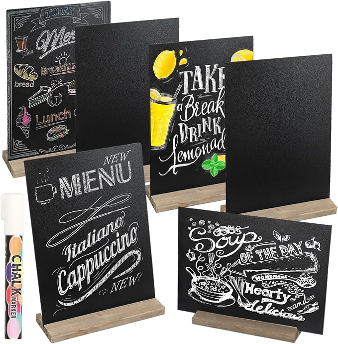 6 Pack Mini Chalkboard Signs by NANXJIUR